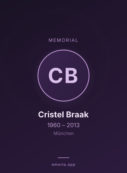 Memorial portrait of Cristel Braak