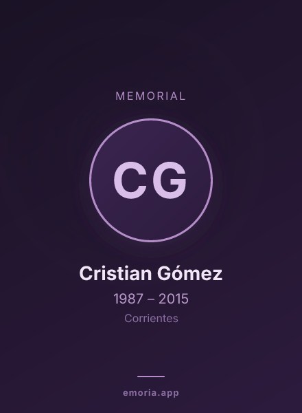 Memorial portrait of Cristian Gómez