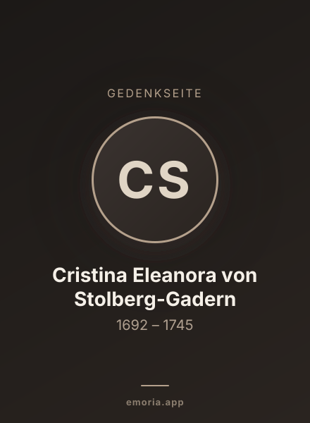 Gedenkportrait von Cristina Eleanora von Stolberg-Gadern