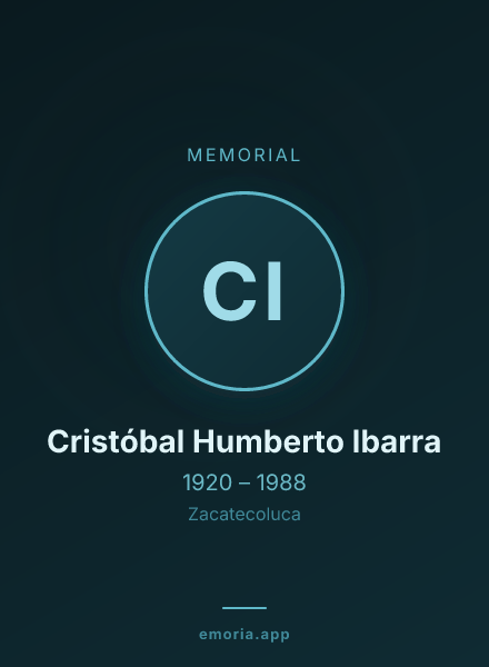 Memorial portrait of Cristóbal Humberto Ibarra