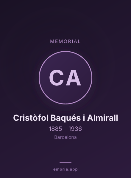 Memorial portrait of Cristòfol Baqués i Almirall