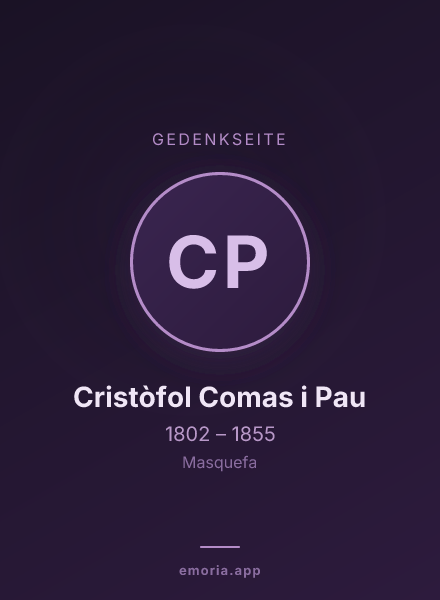 Gedenkportrait von Cristòfol Comas i Pau