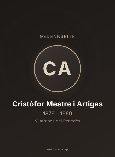 Gedenkportrait von Cristòfor Mestre i Artigas