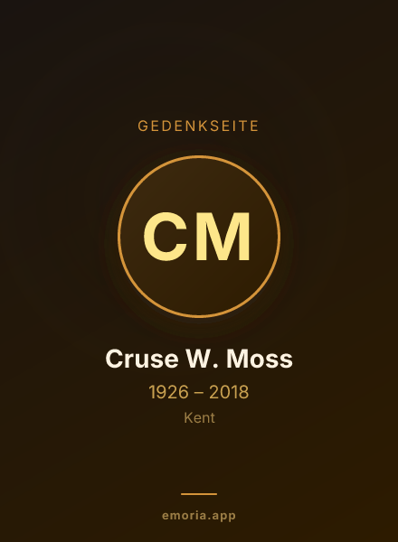 Gedenkportrait von Cruse W. Moss