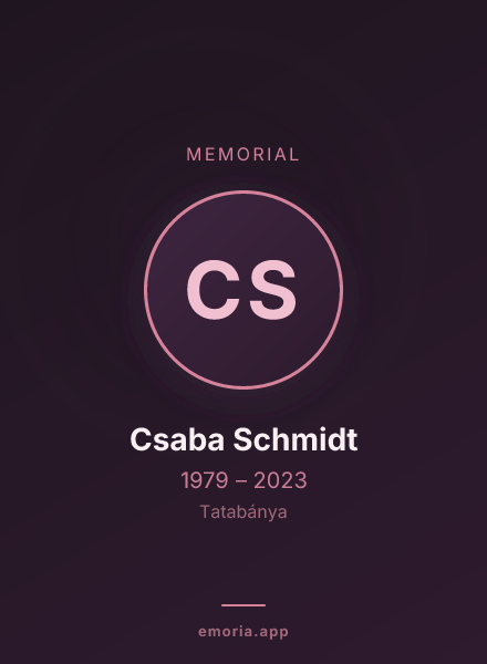 Memorial portrait of Csaba Schmidt