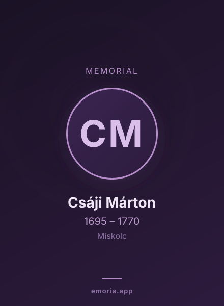 Memorial portrait of Csáji Márton