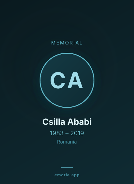 Memorial portrait of Csilla Ababi