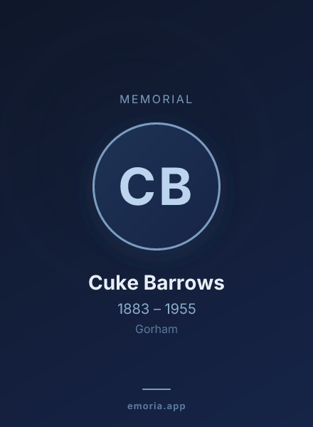 Memorial portrait of Cuke Barrows