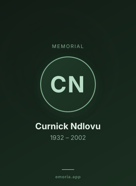 Memorial portrait of Curnick Ndlovu