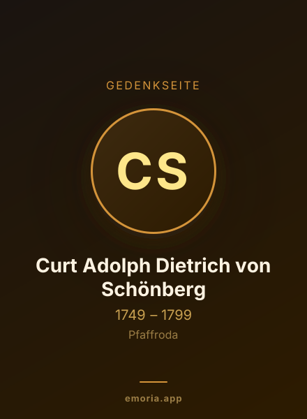 Gedenkportrait von Curt Adolph Dietrich von Schönberg