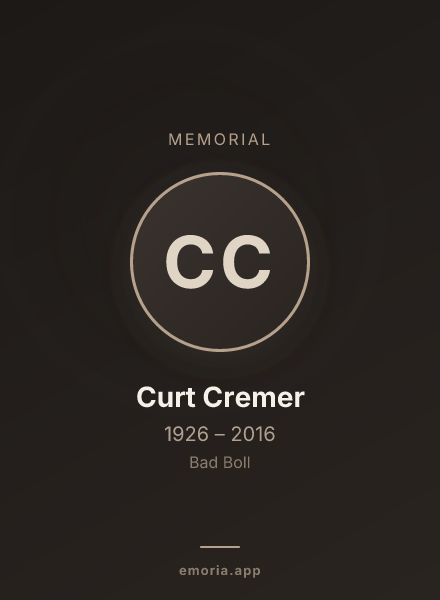 Memorial portrait of Curt Cremer