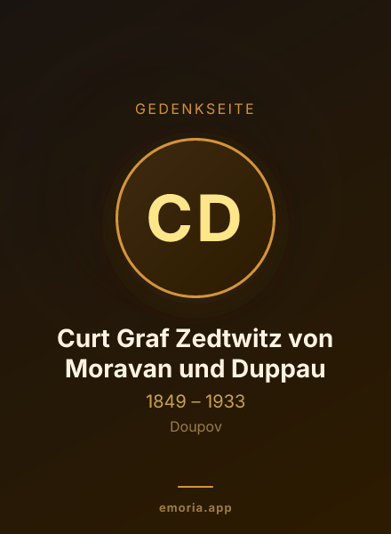 Gedenkportrait von Curt Graf Zedtwitz von Moravan und Duppau