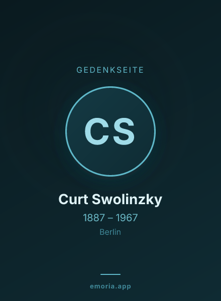 Gedenkportrait von Curt Swolinzky