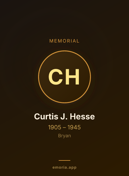 Memorial portrait of Curtis J. Hesse