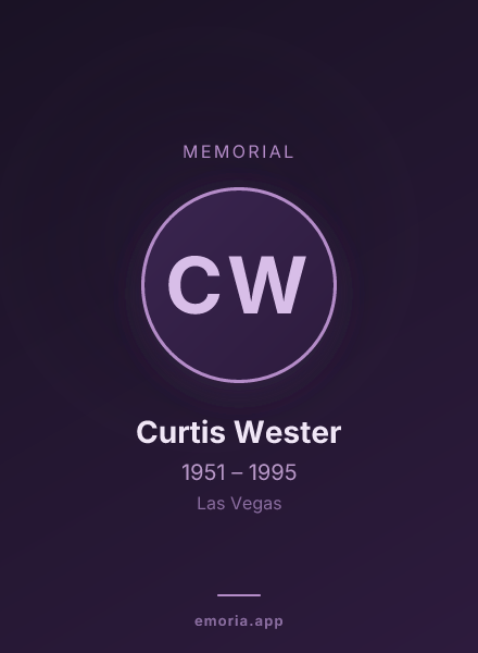 Memorial portrait of Curtis Wester