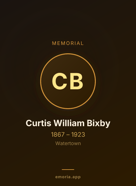 Memorial portrait of Curtis William Bixby