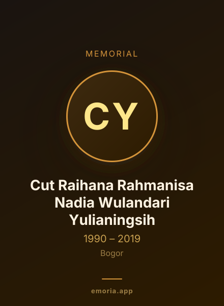 Memorial portrait of Cut Raihana Rahmanisa Nadia Wulandari Yulianingsih