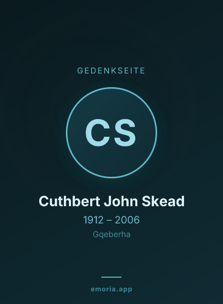 Gedenkportrait von Cuthbert John Skead