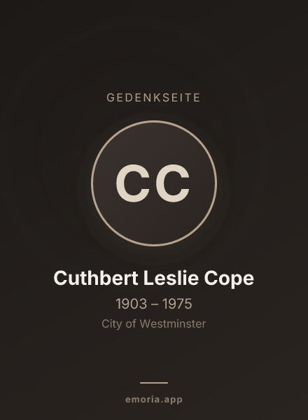 Gedenkportrait von Cuthbert Leslie Cope