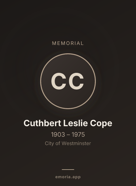 Memorial portrait of Cuthbert Leslie Cope