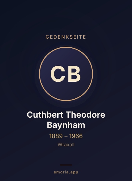 Gedenkportrait von Cuthbert Theodore Baynham