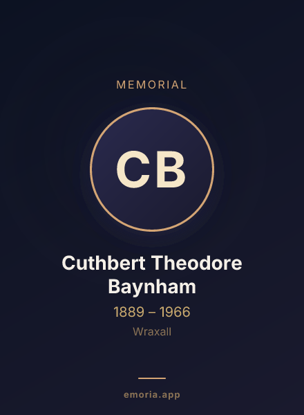 Memorial portrait of Cuthbert Theodore Baynham