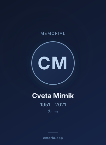 Memorial portrait of Cveta Mirnik