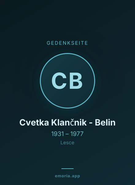 Gedenkportrait von Cvetka Klančnik - Belin