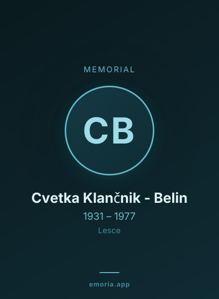 Memorial portrait of Cvetka Klančnik - Belin