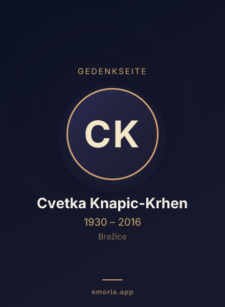 Gedenkportrait von Cvetka Knapic-Krhen