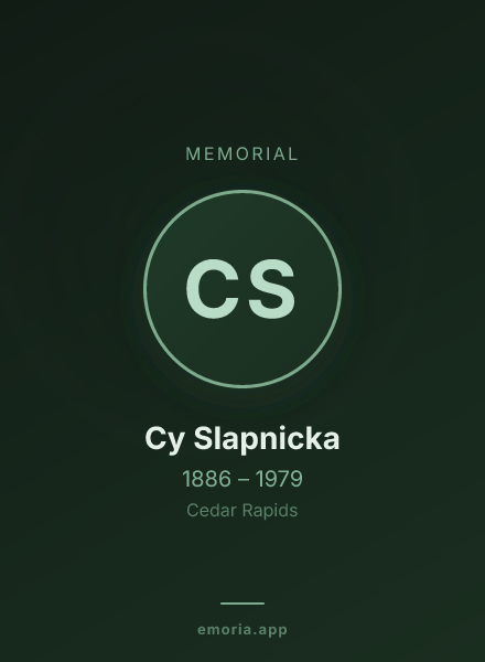 Memorial portrait of Cy Slapnicka