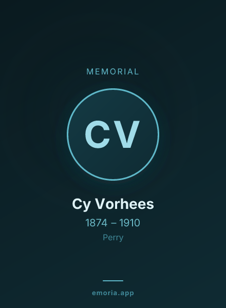Memorial portrait of Cy Vorhees