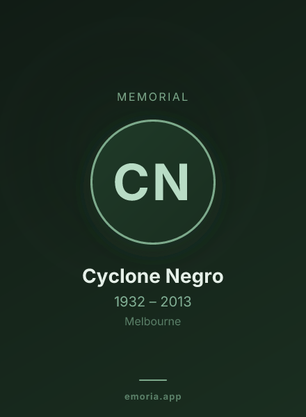 Memorial portrait of Cyclone Negro
