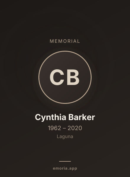 Memorial portrait of Cynthia Barker