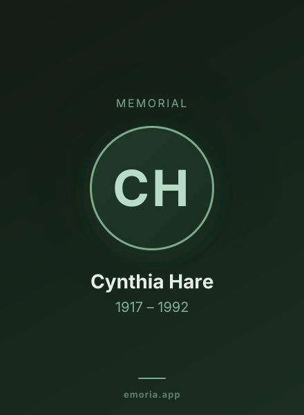 Memorial portrait of Cynthia Hare