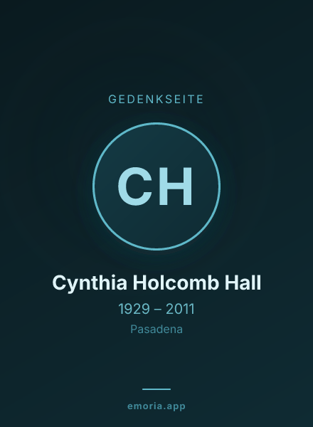 Gedenkportrait von Cynthia Holcomb Hall