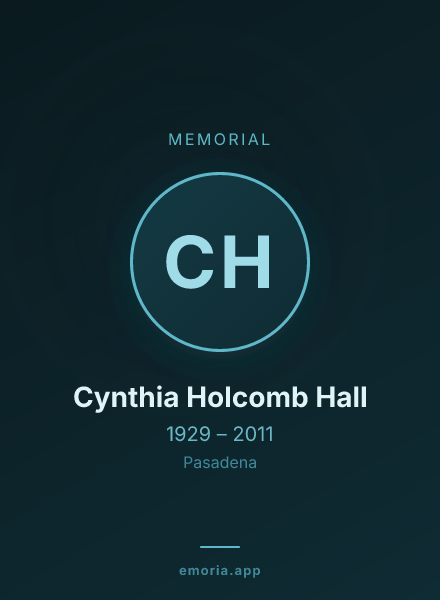 Memorial portrait of Cynthia Holcomb Hall