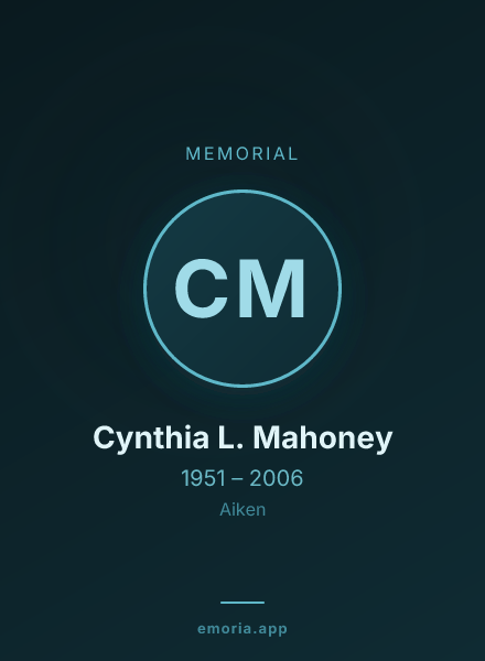 Memorial portrait of Cynthia L. Mahoney