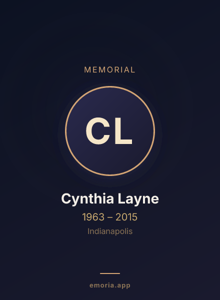 Memorial portrait of Cynthia Layne