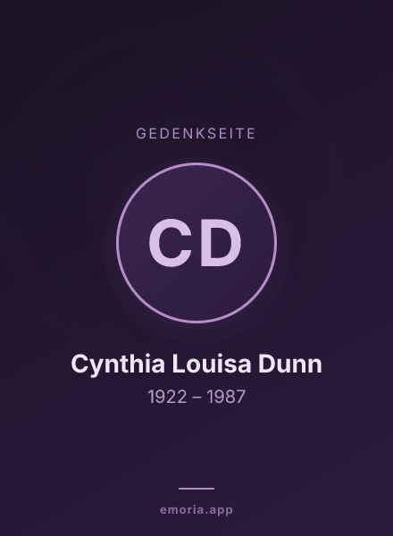 Gedenkportrait von Cynthia Louisa Dunn