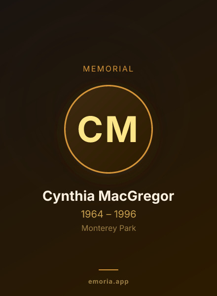 Memorial portrait of Cynthia MacGregor