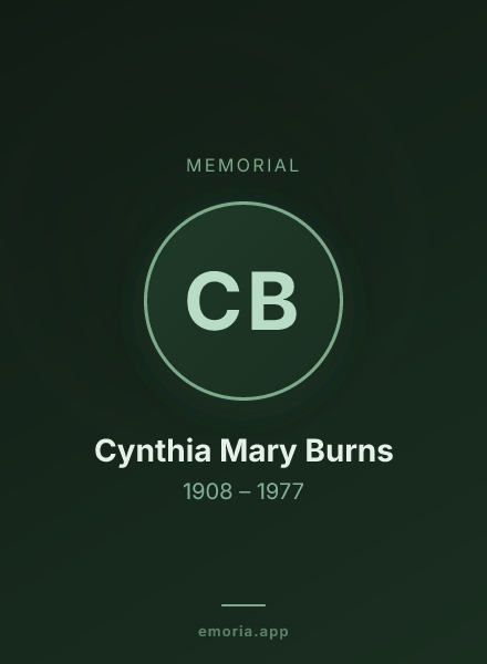 Memorial portrait of Cynthia Mary Burns