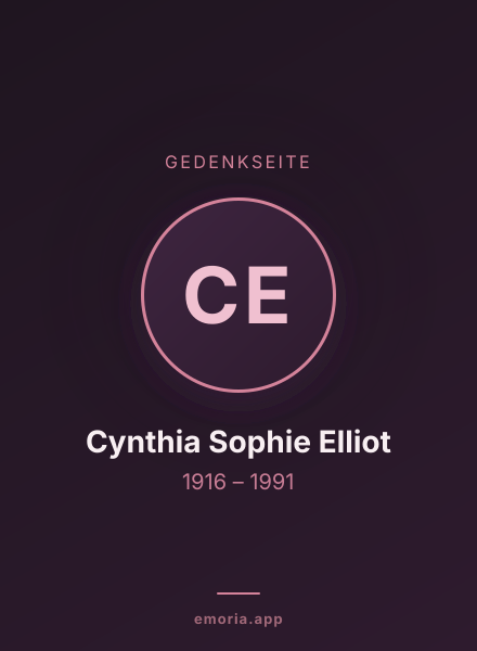 Gedenkportrait von Cynthia Sophie Elliot