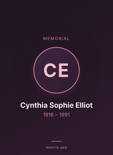 Memorial portrait of Cynthia Sophie Elliot