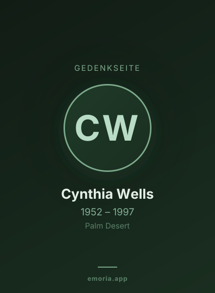 Gedenkportrait von Cynthia Wells