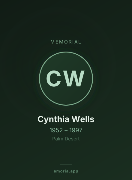 Memorial portrait of Cynthia Wells