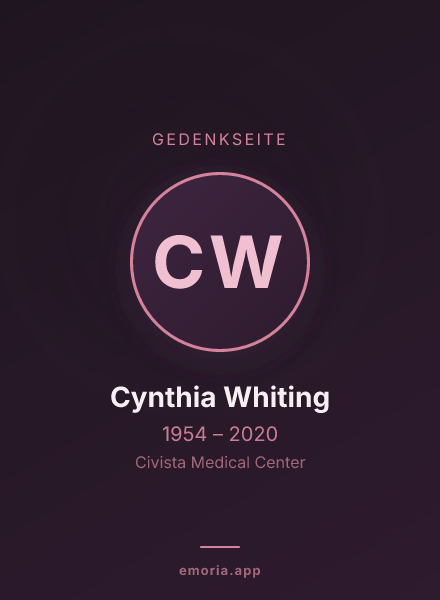 Gedenkportrait von Cynthia Whiting