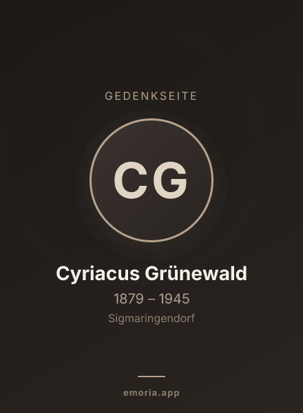 Gedenkportrait von Cyriacus Grünewald