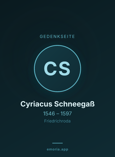 Gedenkportrait von Cyriacus Schneegaß