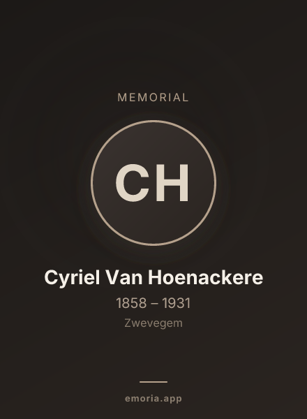 Memorial portrait of Cyriel Van Hoenackere